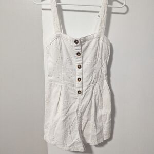 Hollister White Eyelet Button Romper